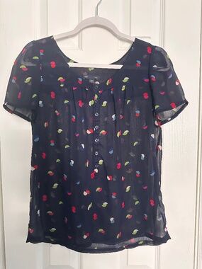 Dark blue sheer navy Gap confetti top